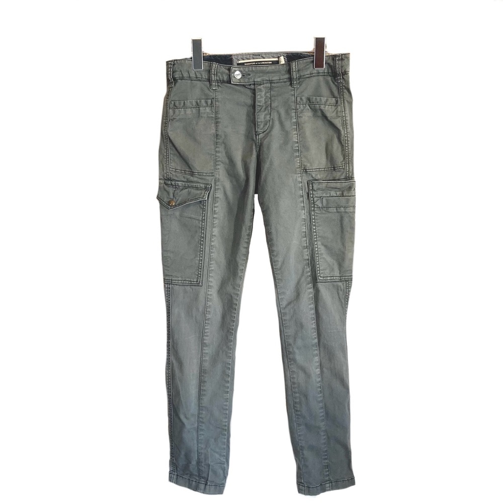 Anthropologie Daughters of Liberation Cargo Skinny Zipper Ankle Pants Sage